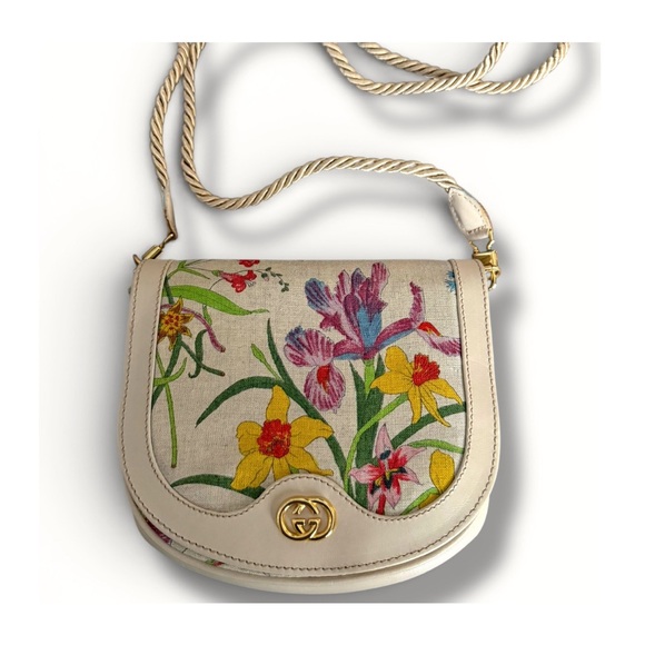 Gucci Handbags - GUCCI Flora Canvas Mini Saddle Crossbody – Michele Era